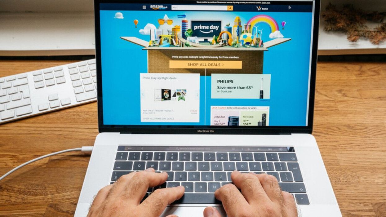 A laptop showing Amazon's home page during Prime Day