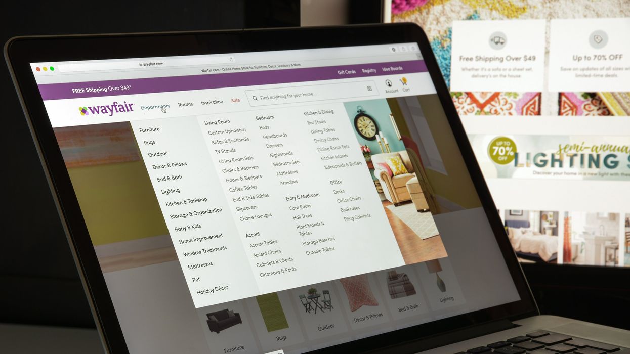 A laptop with the Wayfair website loaded on it.