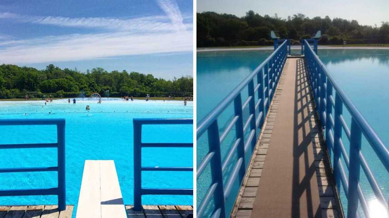 A large outdoor pool.