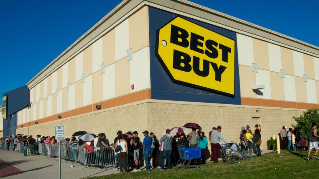 A line-up outside a Best Buy