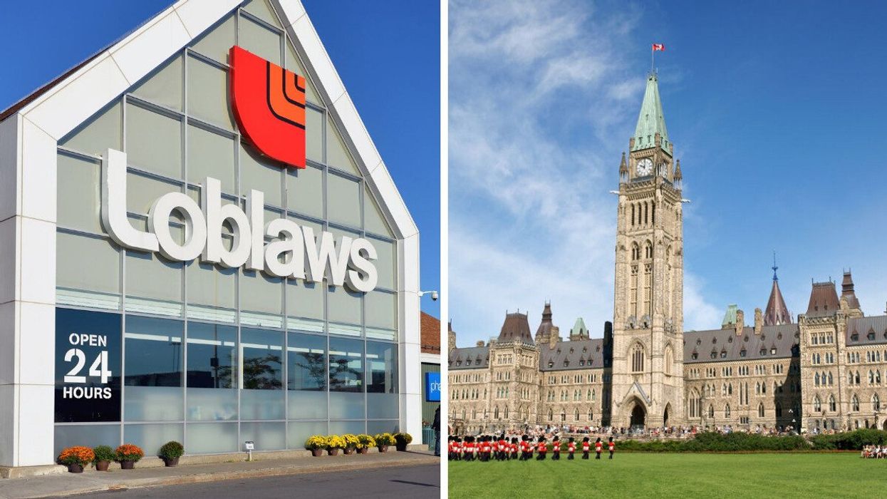 A Loblaws grocery store. Right: Canada's Parliament.