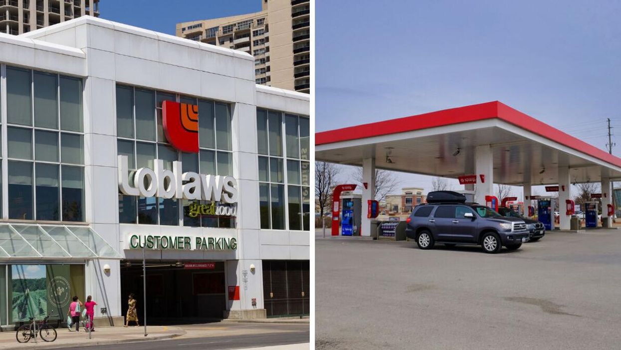 A Loblaws store. Right: A gas station in Canada.