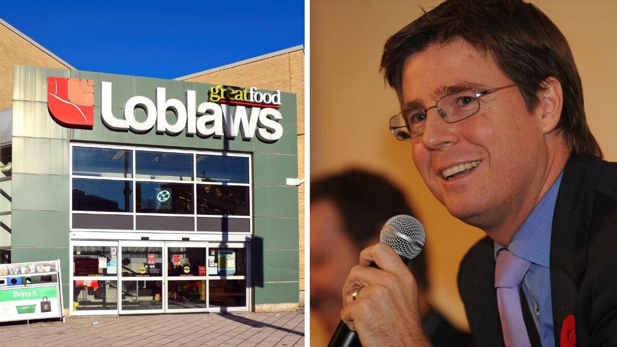 A Loblaws storefront. Right: CEO Galen Weston.