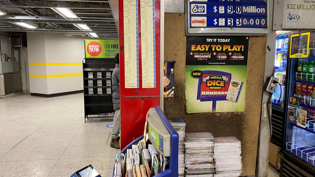 A lottery stand in a Toronto subway.