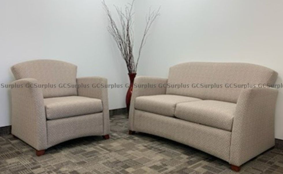 A love seat and chair.