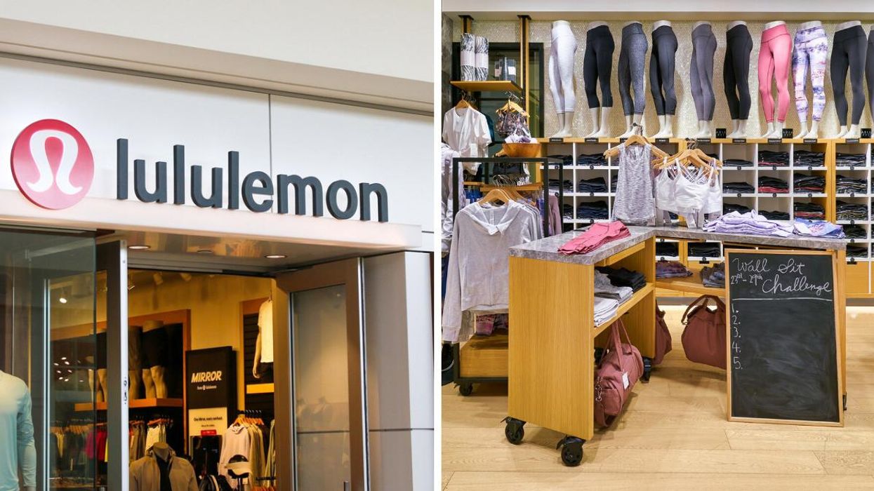 A Lululemon store. Right: Clothing inside a Lululemon store.