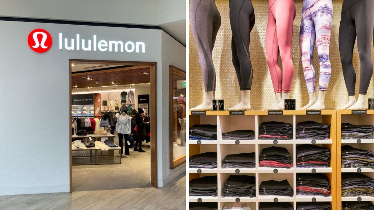 A Lululemon store. Right: Lululemon leggings.
