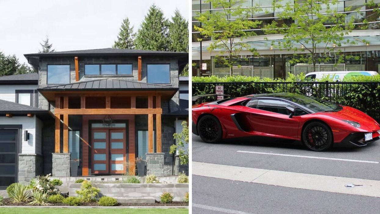 A luxury home in Canada. Right: A sports car.