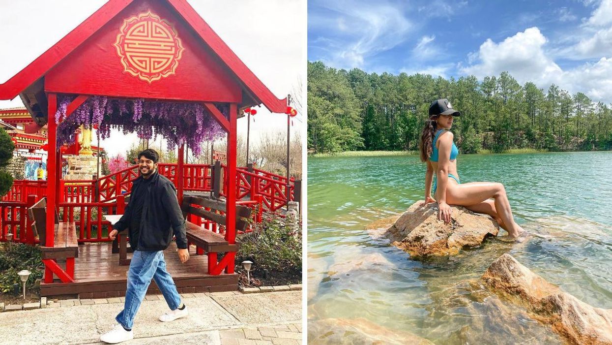 A man at Lucky Land near Houston, TX. Right: A woman at the Blue Lagoon in Huntsville, TX.