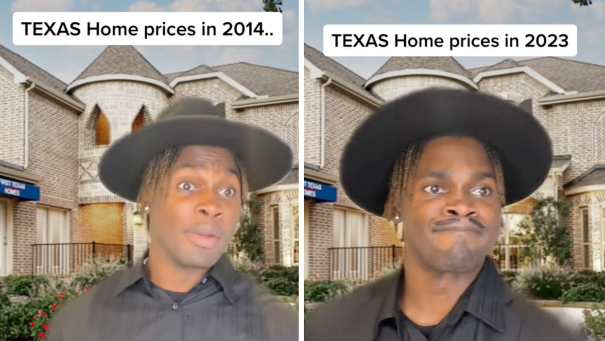 A man in a black shirt and hat in the viral TikTok.