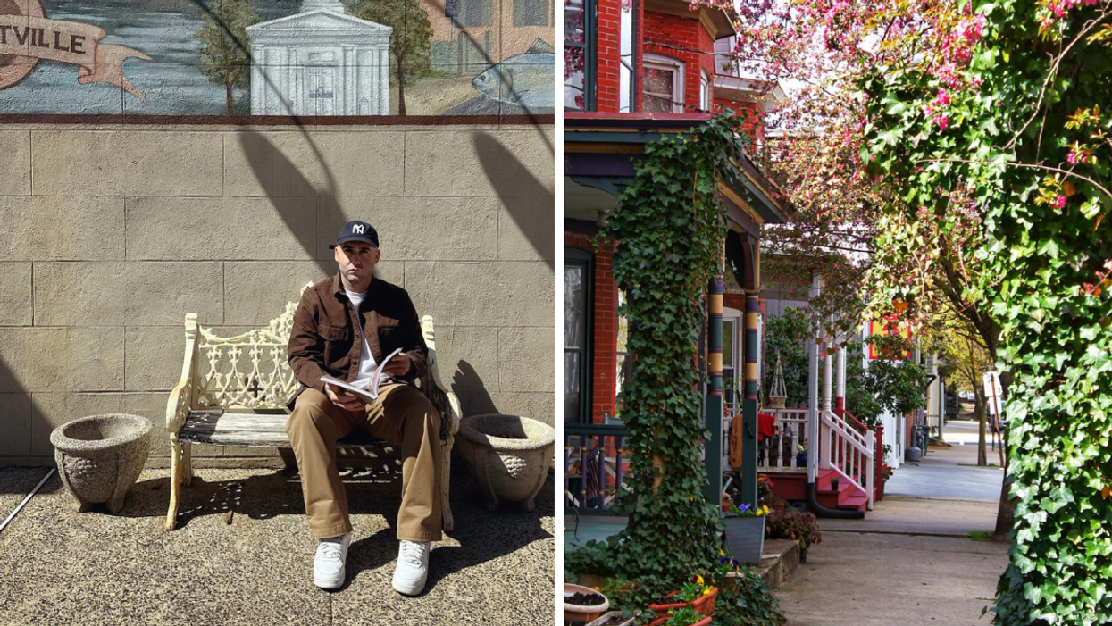 A man in New Jersey. Right: A street in New Jersey.