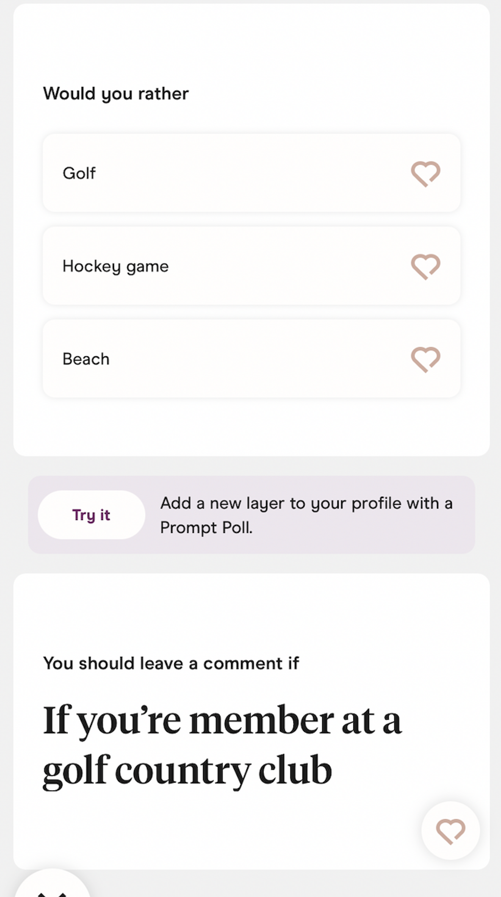 A man's dating profile about golf.