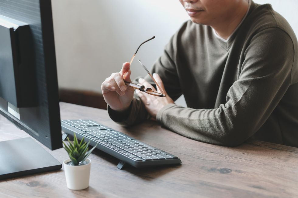 A man using a computer.