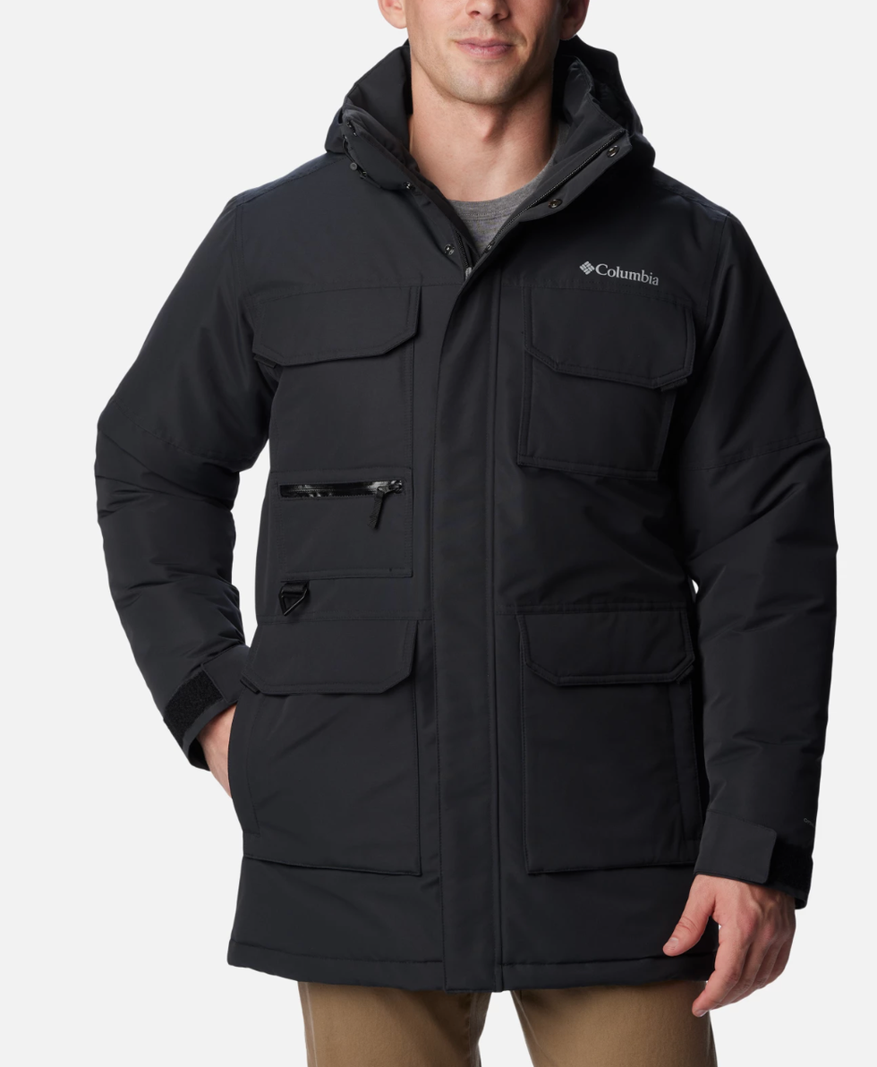 A man wearing a black winter jacket.