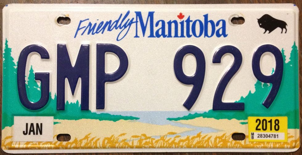 A Manitoba licence plate.