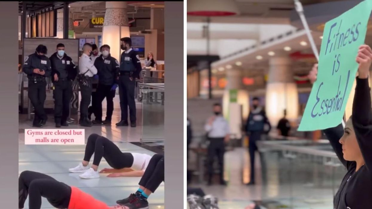 A Maskless Workout Happened In A BC Mall & It Was In Protest To The Gym Closures