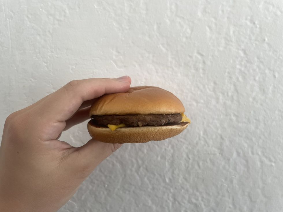 A McDonald's cheeseburger.