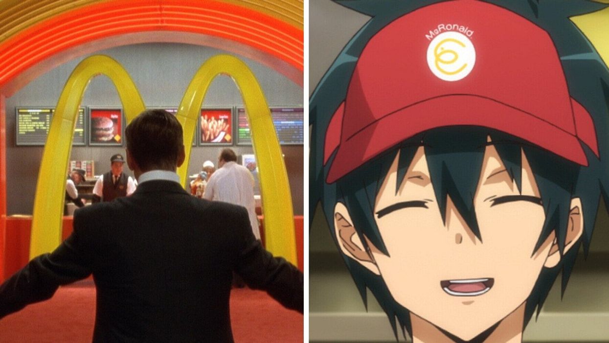 A McDonald's in Richie Rich. Right: A McDonald's employee in The Devil Is A Part Timer.