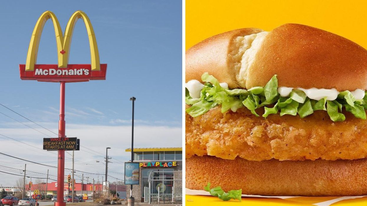 A McDonald's location in Canada. Right: The McCrispy.