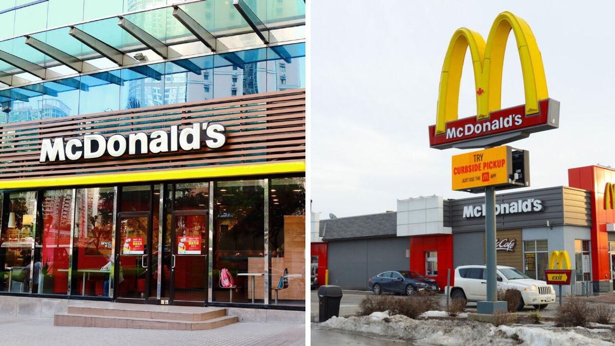 A McDonald's restaurant. Right: A McDonald's in Ontario.