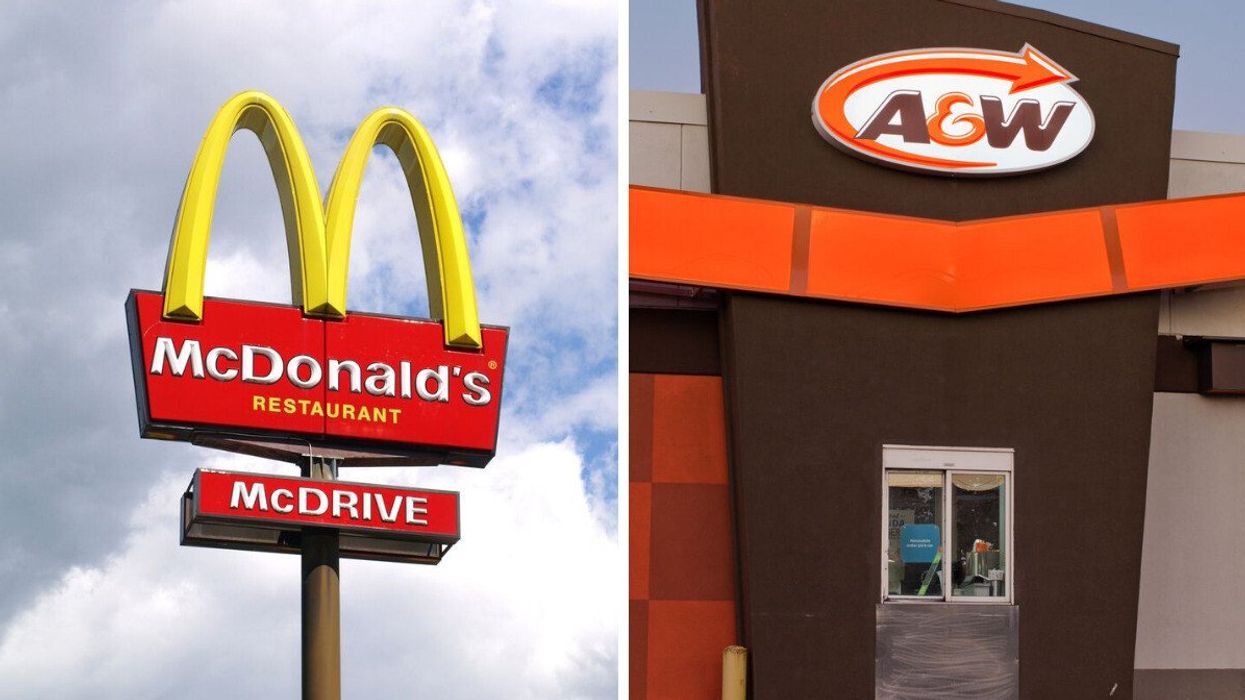 A McDonald's restaurant sigh. Right: A&W.