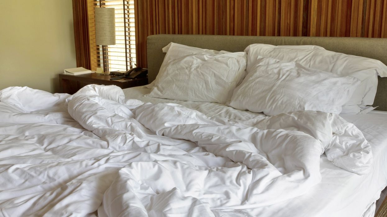 A messy bed.