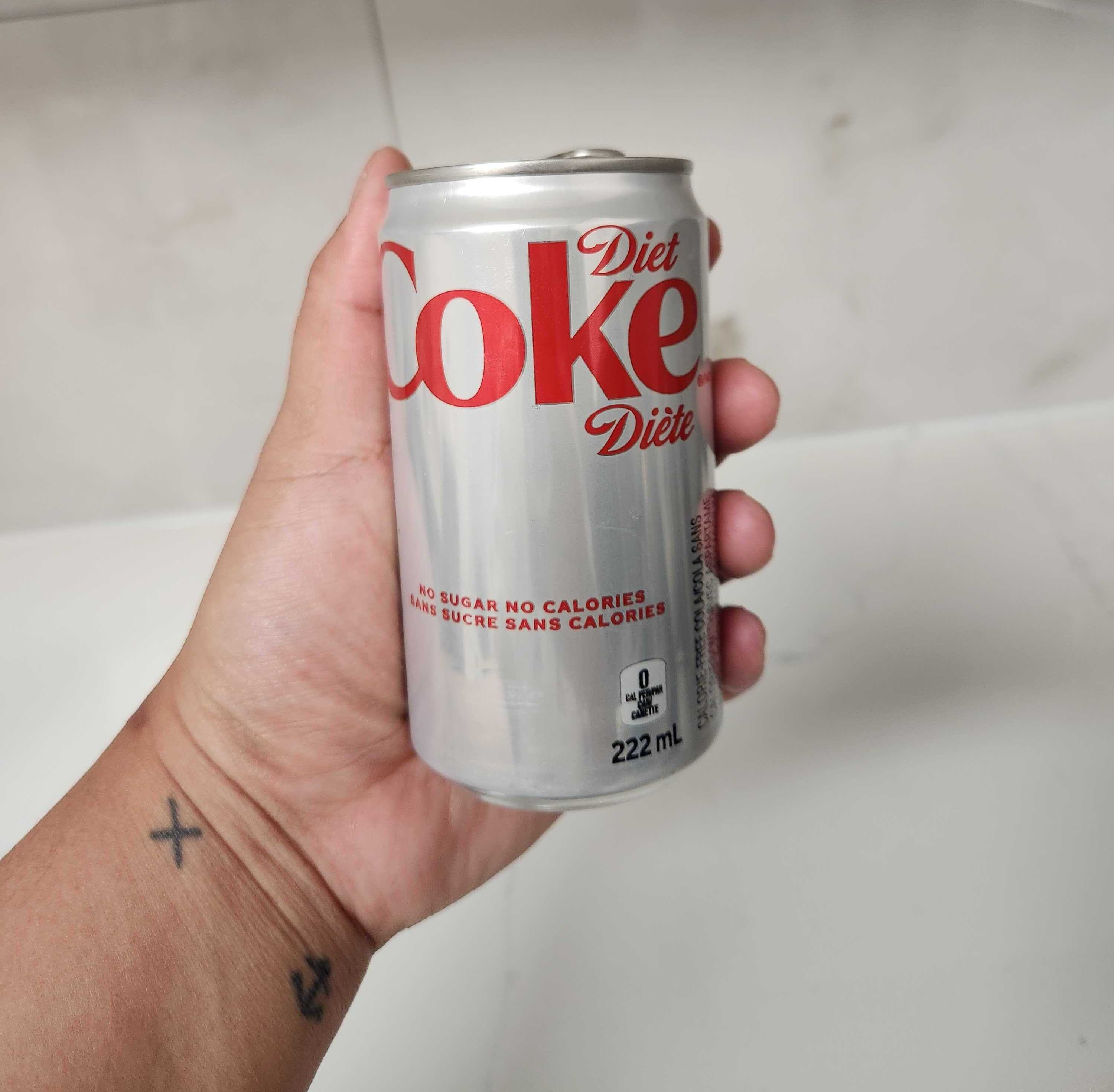 A mini can of Diet coke.