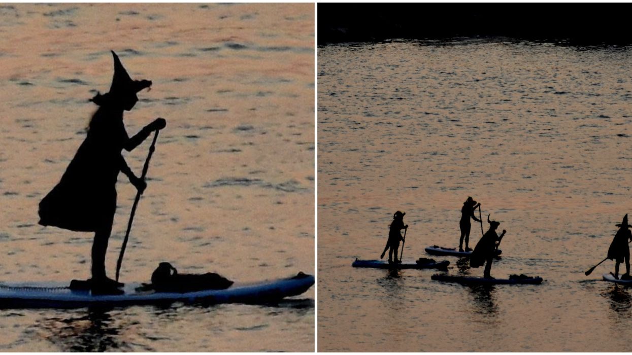A Mississauga Coven of Witches Was Spotted Paddle Boarding Down The Port Credit River Inlet