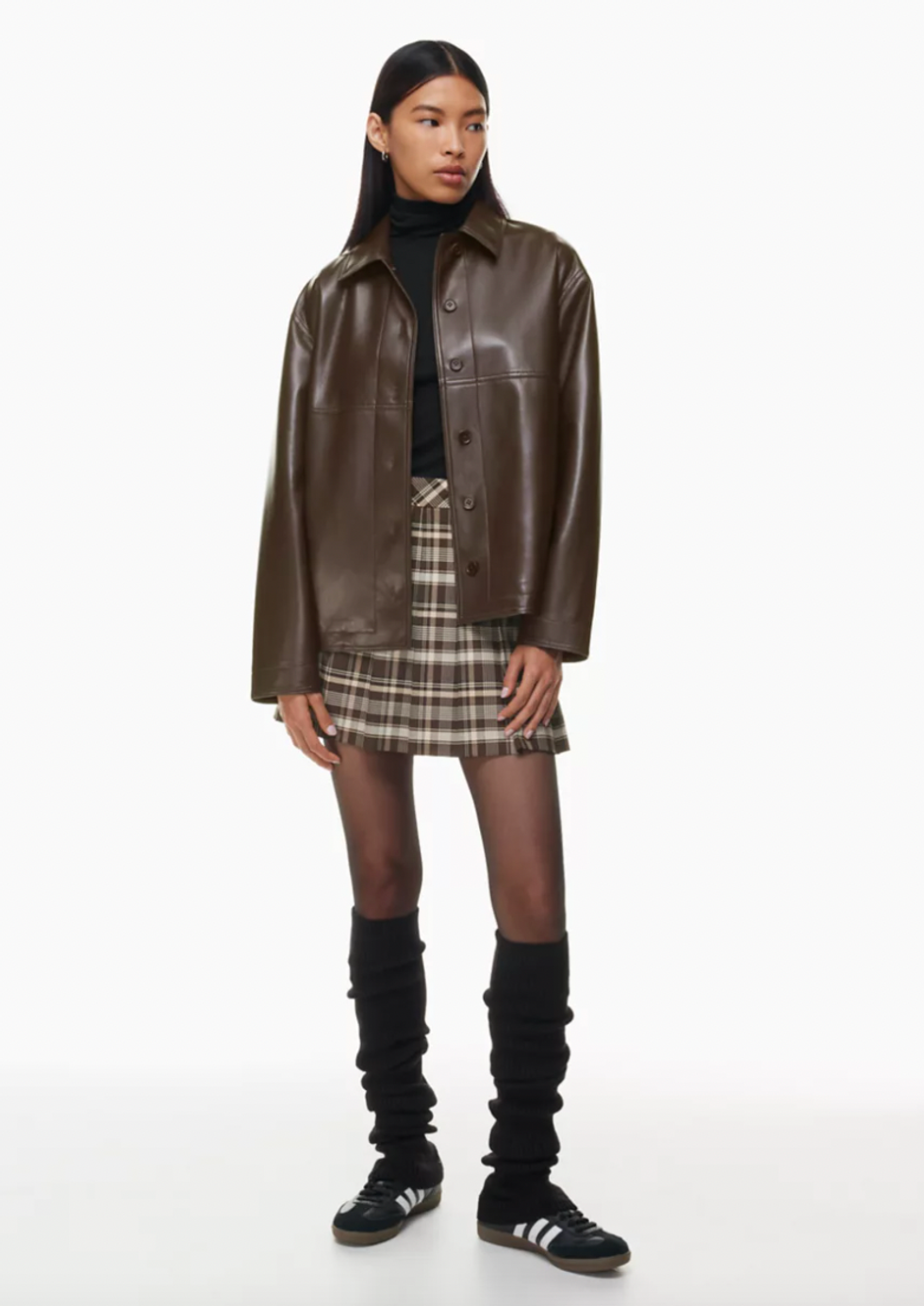 A model wearing the Gabby Shirt Jacket.