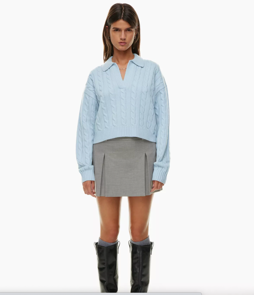 A model wearing the Lottie Sweater.