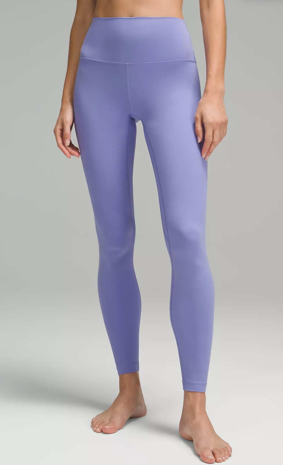A model wearing the Lululemon Align High-Rise Pants 28" in the colour Dark Lavender.