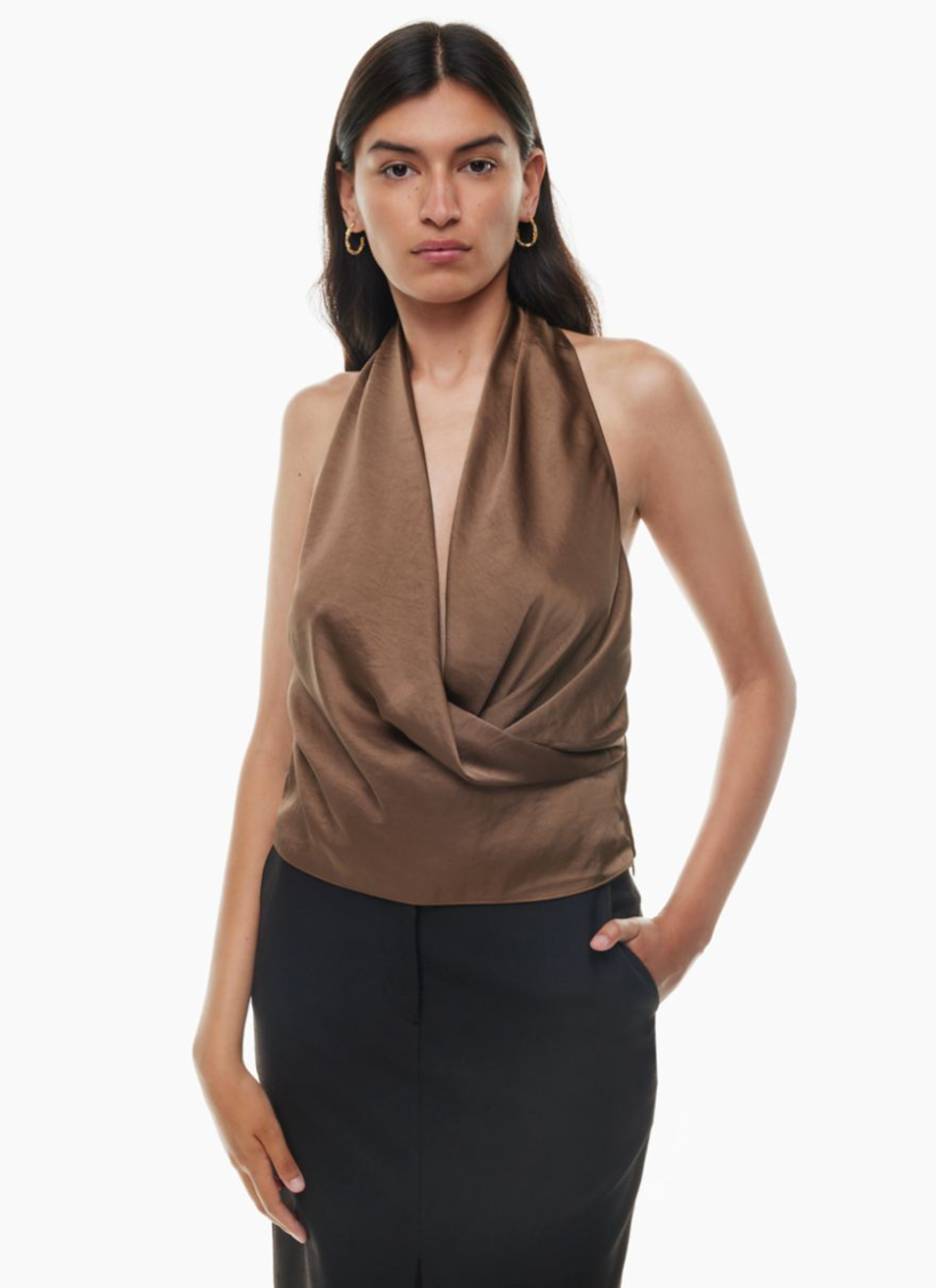 A model wearing the Martini Blouse.