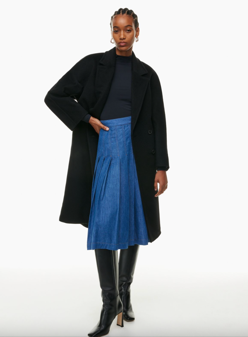 A model wearing The Slouch Coat.