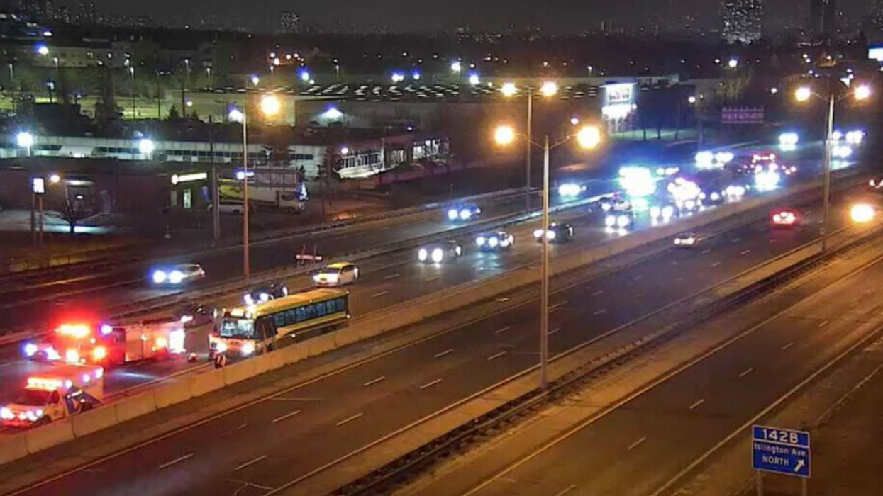 A Multi-Vehicle Crash On The Gardiner Included A GO Bus Last Night & One Driver Fled On Foot
