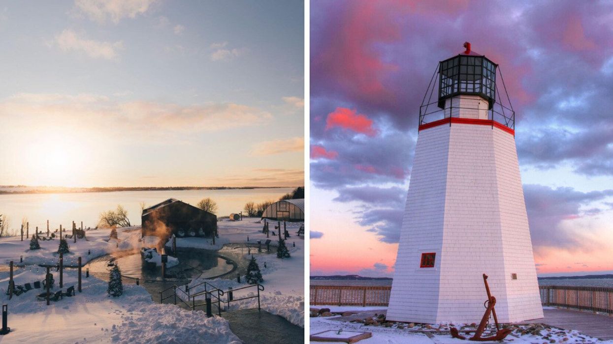 A Nordic spa in PEI. Right: A lights in New Brunswick.