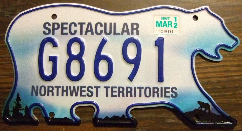 A Northwest Territories licence plate.
