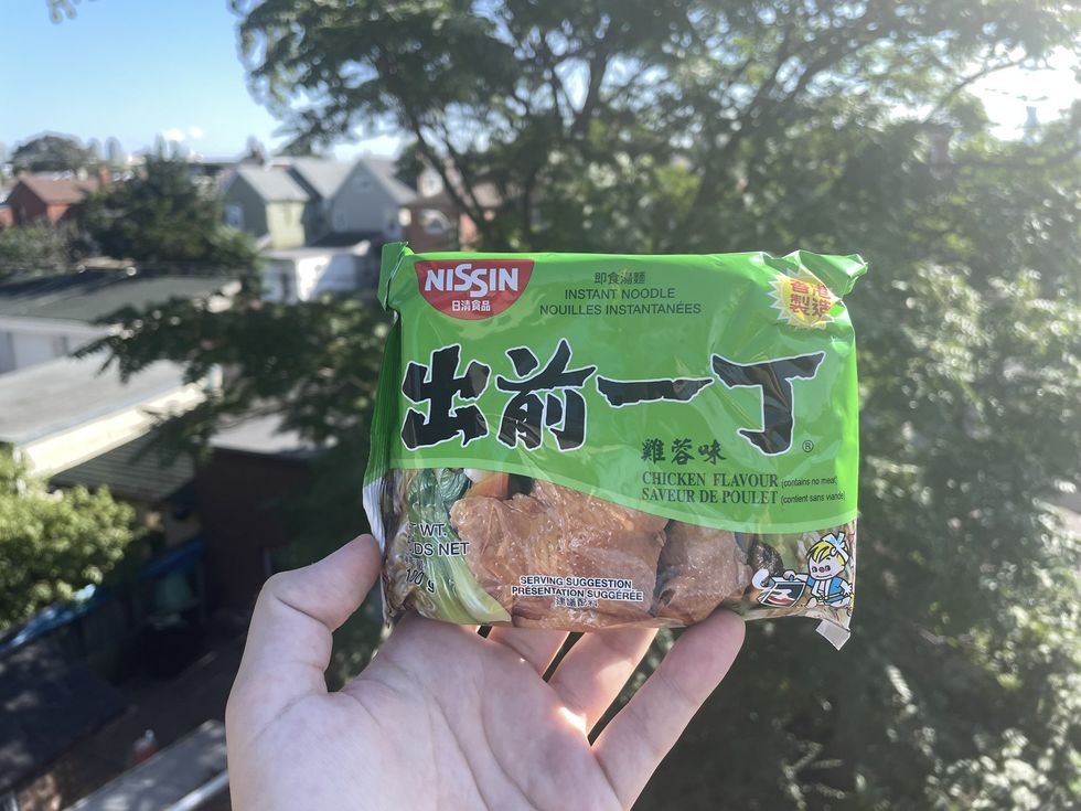 A package of Nissin noodles.