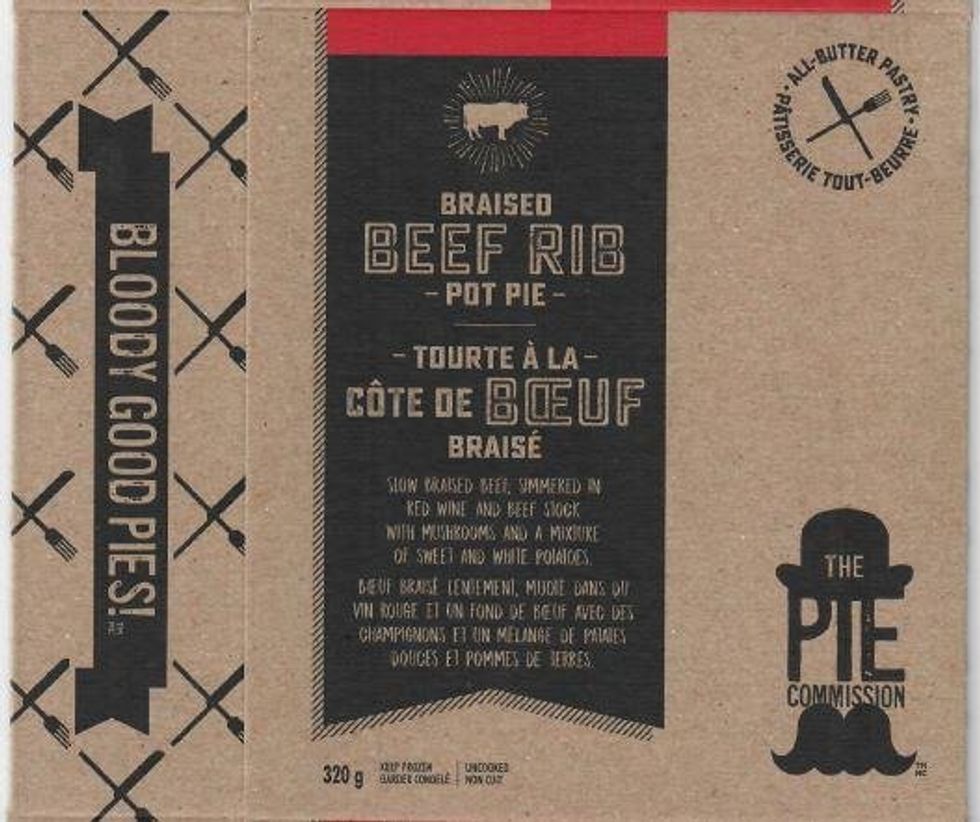 A package of The Pie Commission brand Braised Beef Rib Pot Pie.