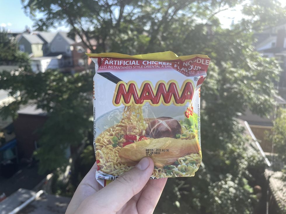 A packet of Mama noodles.
