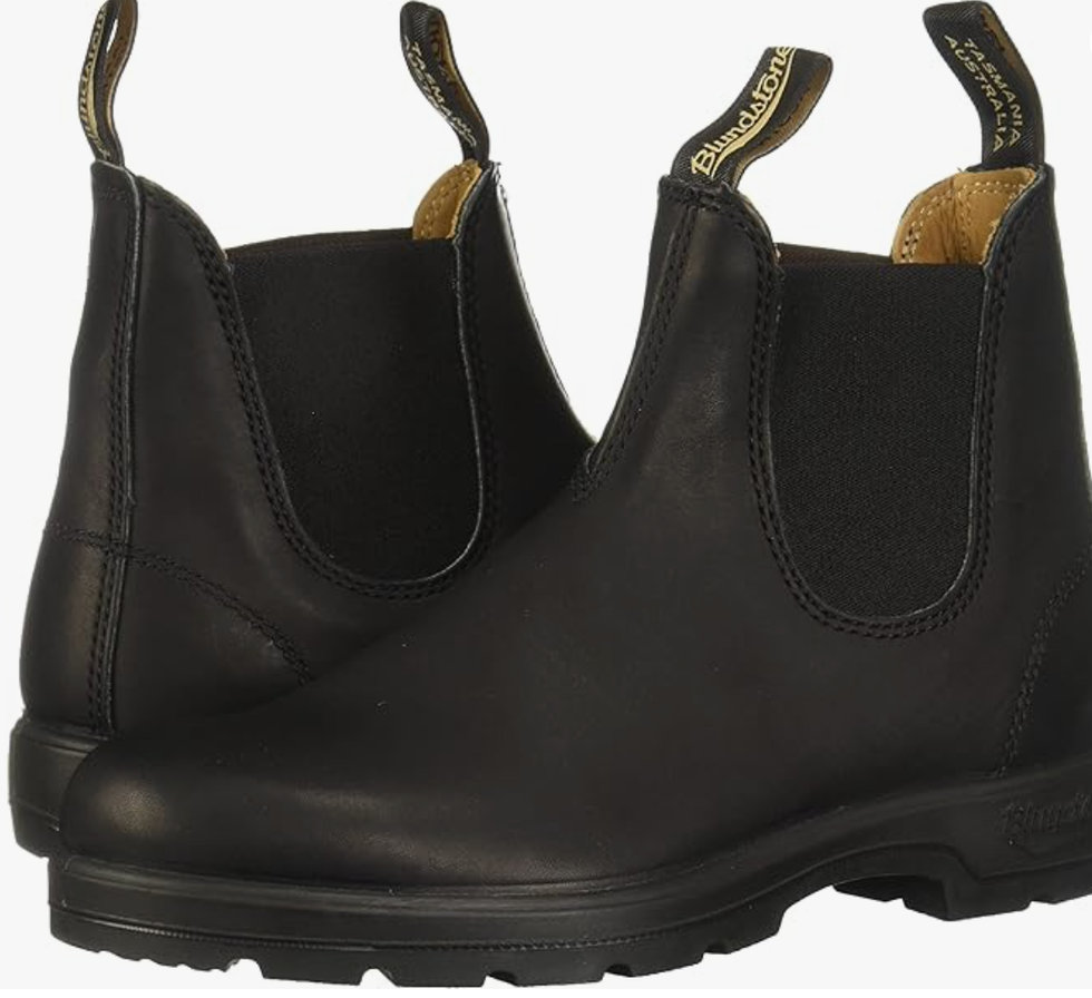 A pair of black Blundstones winter boots.