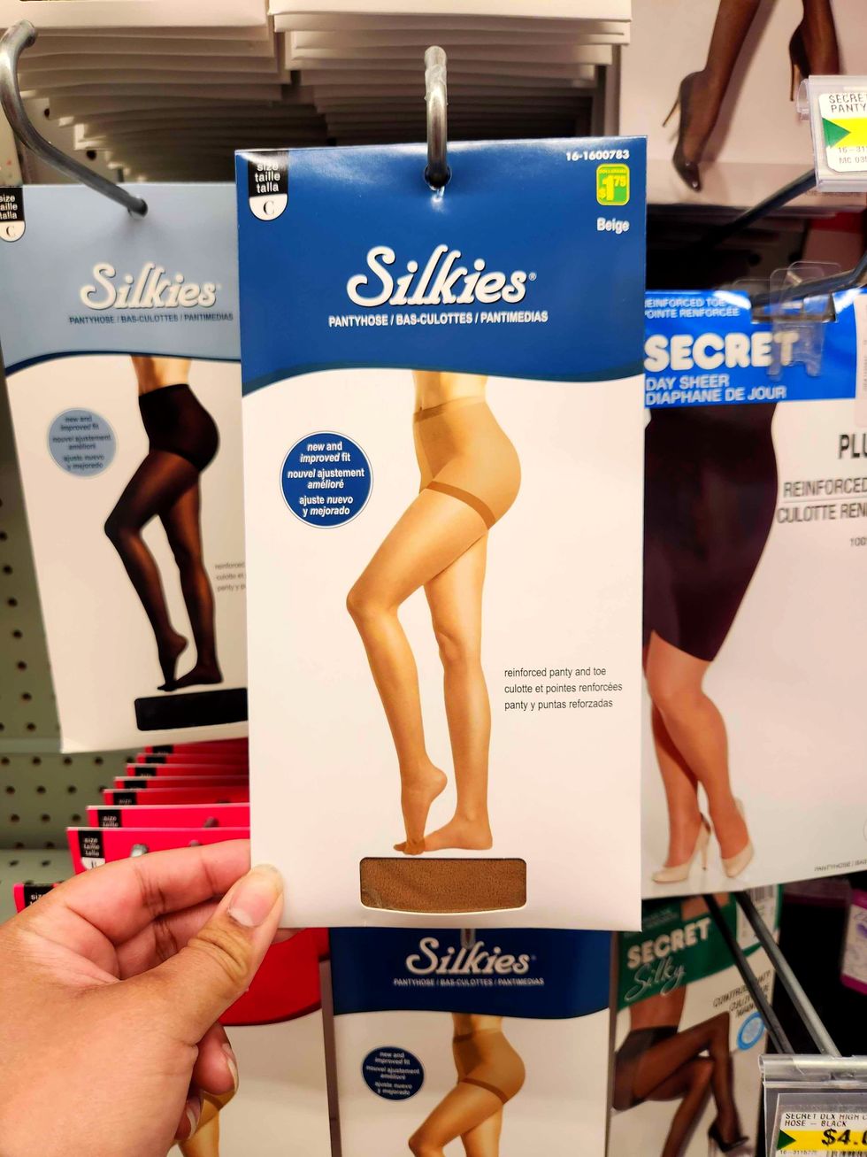 A pair of pantyhose from Dollarama.