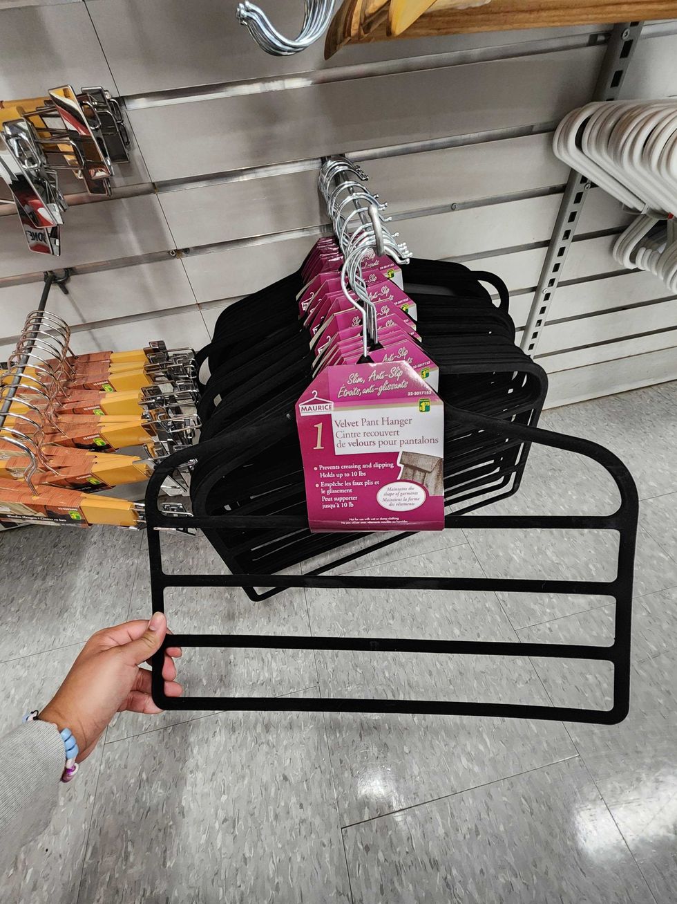 A pants hanger at Dollarama.