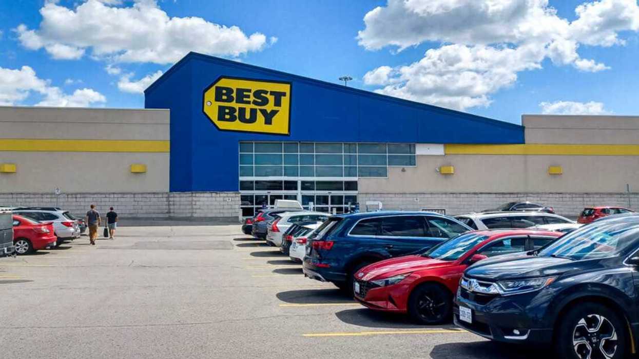 A parking lot out the front of a Best Buy Canada store in Ontario, Canada.