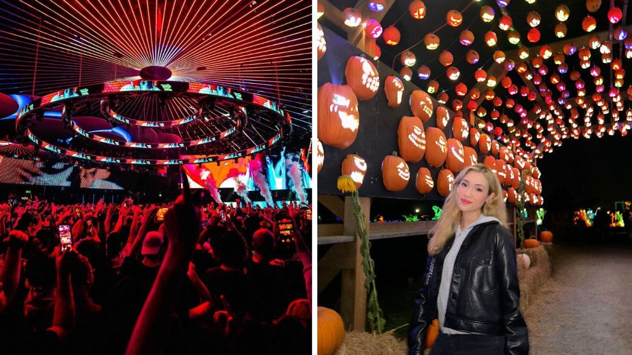 A party at Rebel in Toronto. Right: Katherine at Pumpkins After Dark.