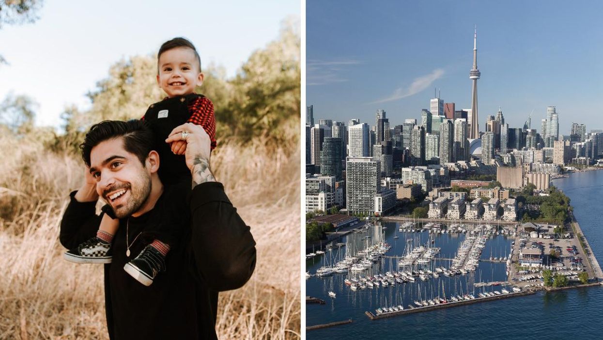 A person and child. Right: The City of Toronto