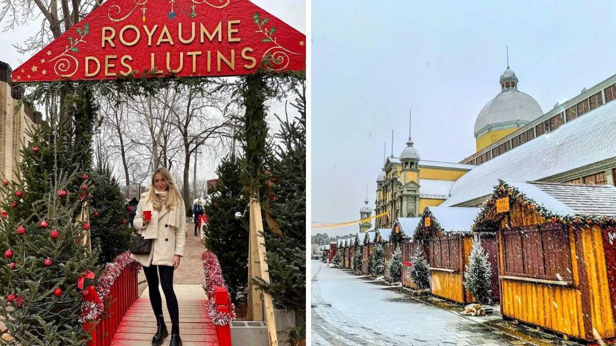 A person at a Christmas market near Ottawa. Right: A Christmas market in Ottawa.