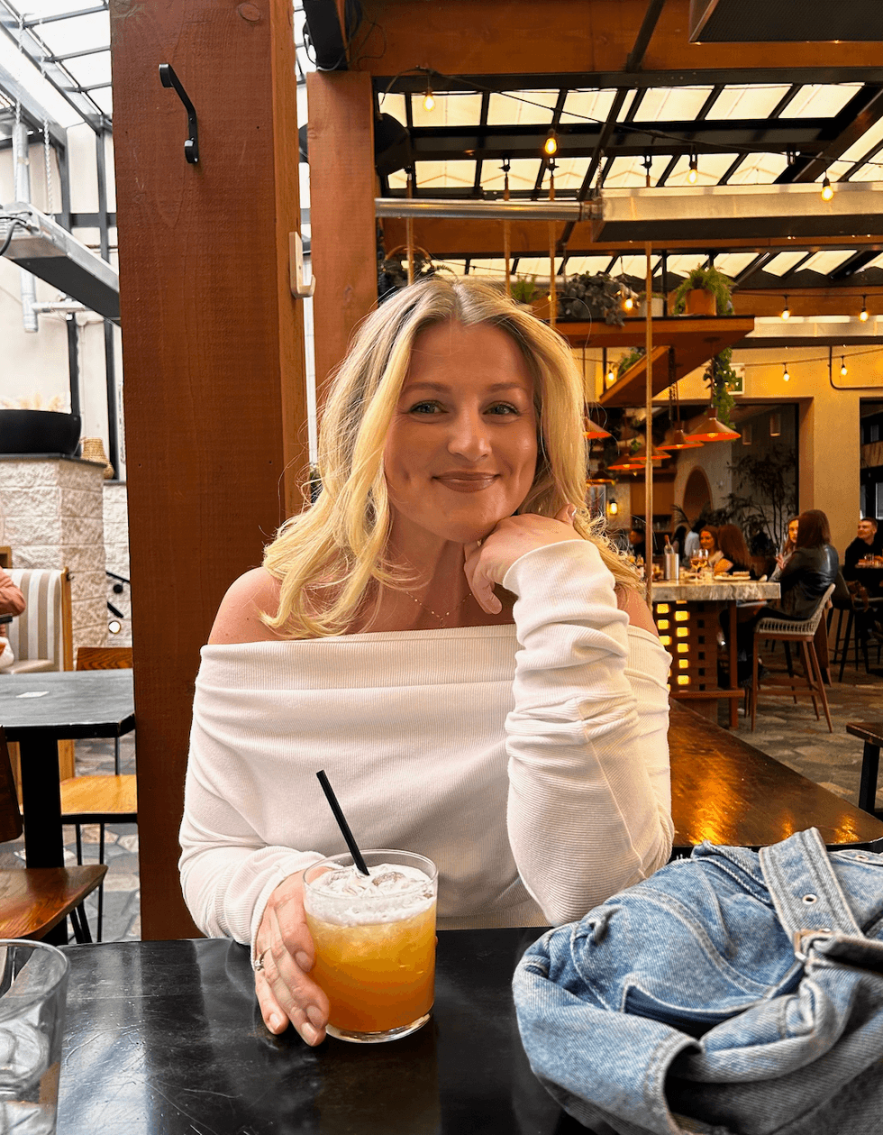 A person at a restaurant.