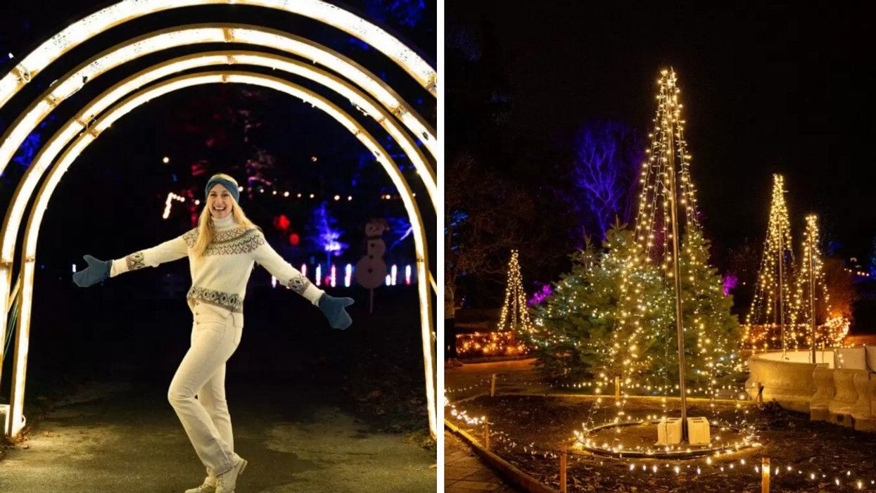 A person at the Royal Botanical Gardens. Right: Winter Wonders at the Royal Botanical Gardens.