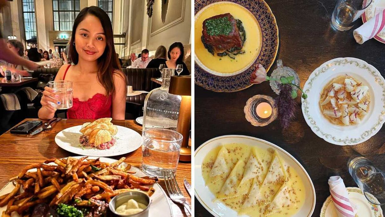 A person dines at an Ottawa restaurant. Right: Food at an Italian restaurant in Ottawa.