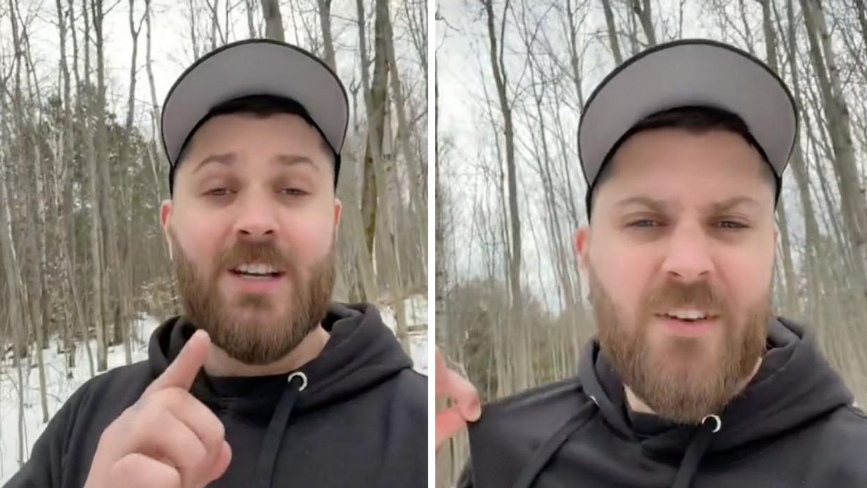 A person giving a speech in "Canadian."